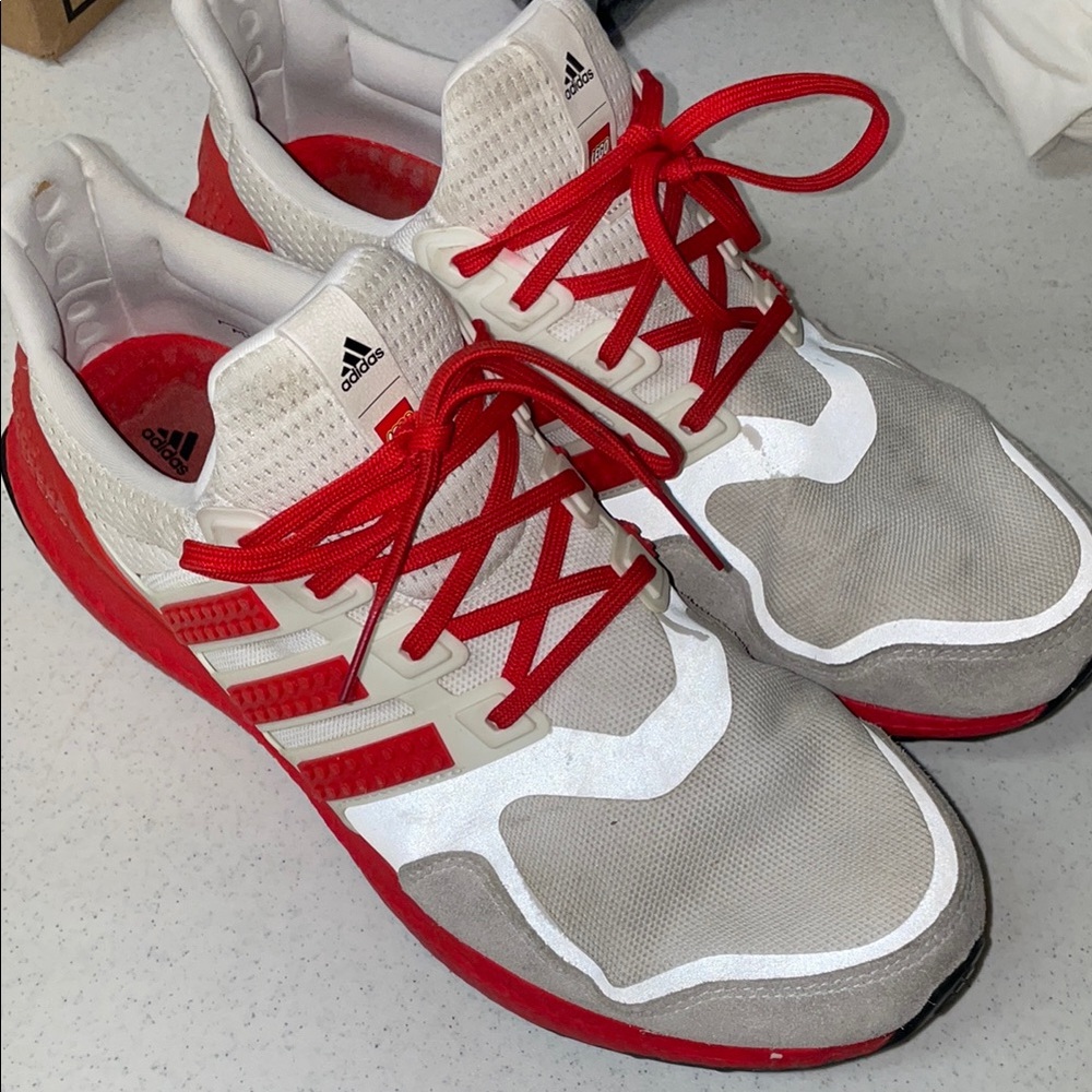 Adidas Men's Red and White Running Shoes